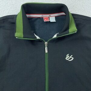 eS Skateboarding Full Zip Jacket Mens Small Black‎ Green Track Fleece Lined